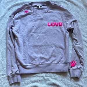 Wildfox Women’s Purple Sweatshirt “Dogs Love Me” and Paw Prints Graphic Size XS
